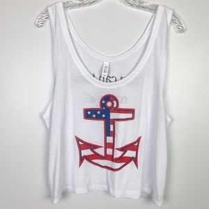 Anchor American Flag Tank Top White M